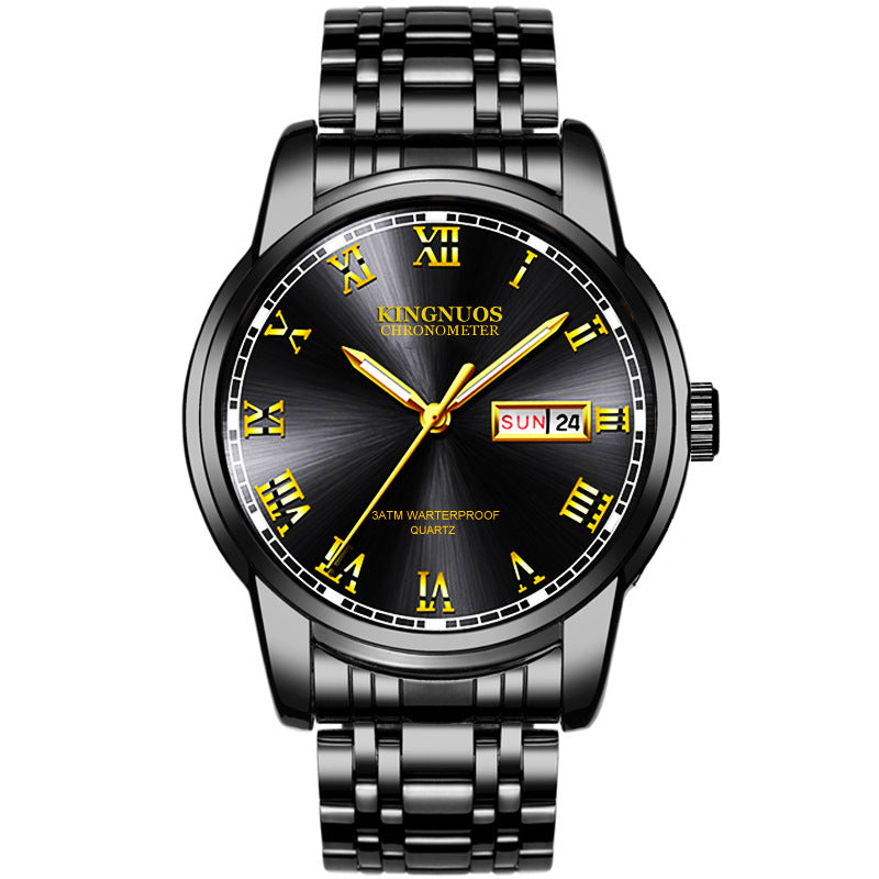 Cross-border Hot Double Calendar Steel Belt Watch Business Non-mechanical