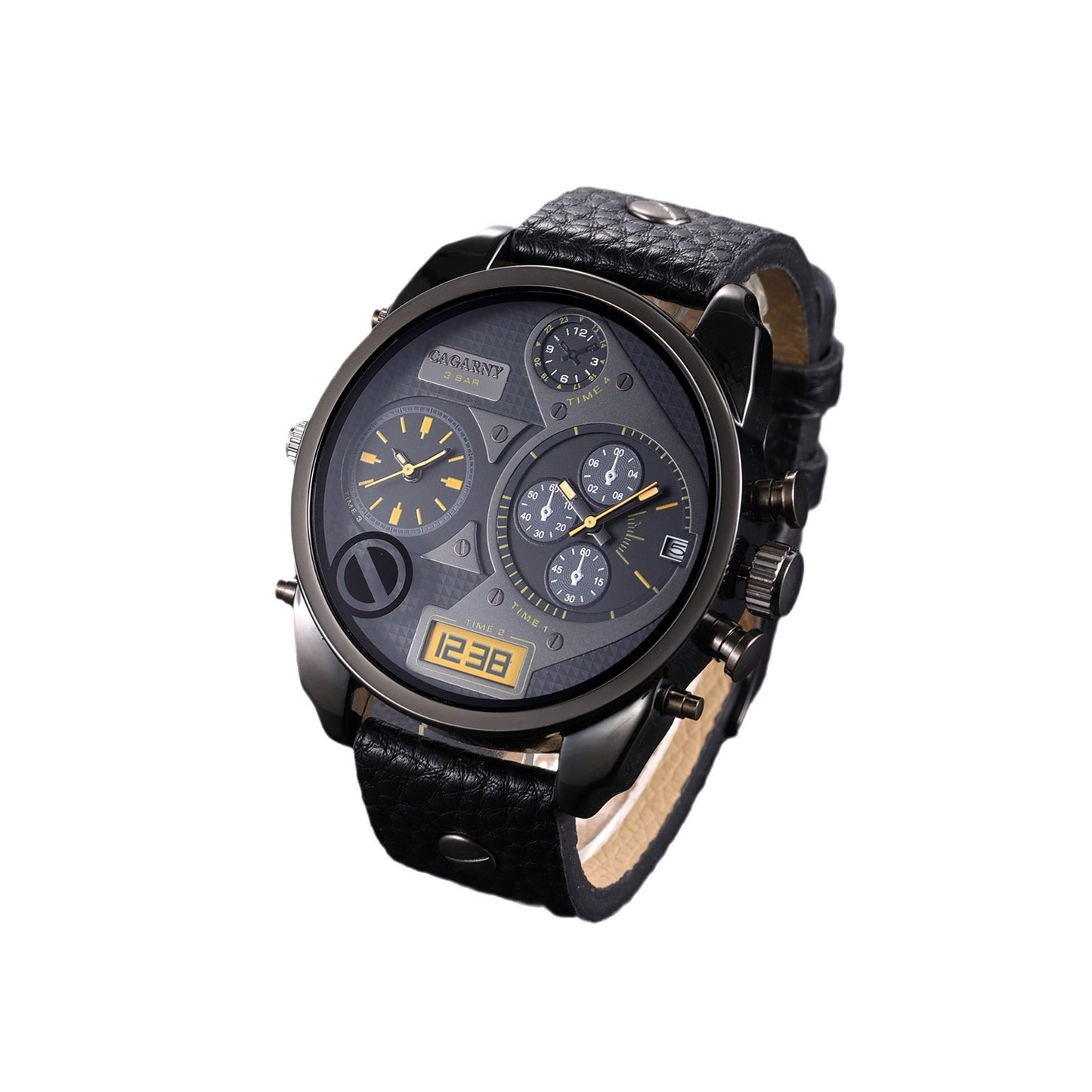 Men's Quartz Watch Double Inserts Casual Fashion