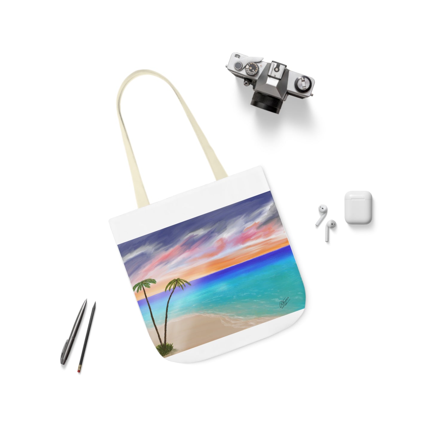 Canvas Tote Bag, Tropical Haven Art