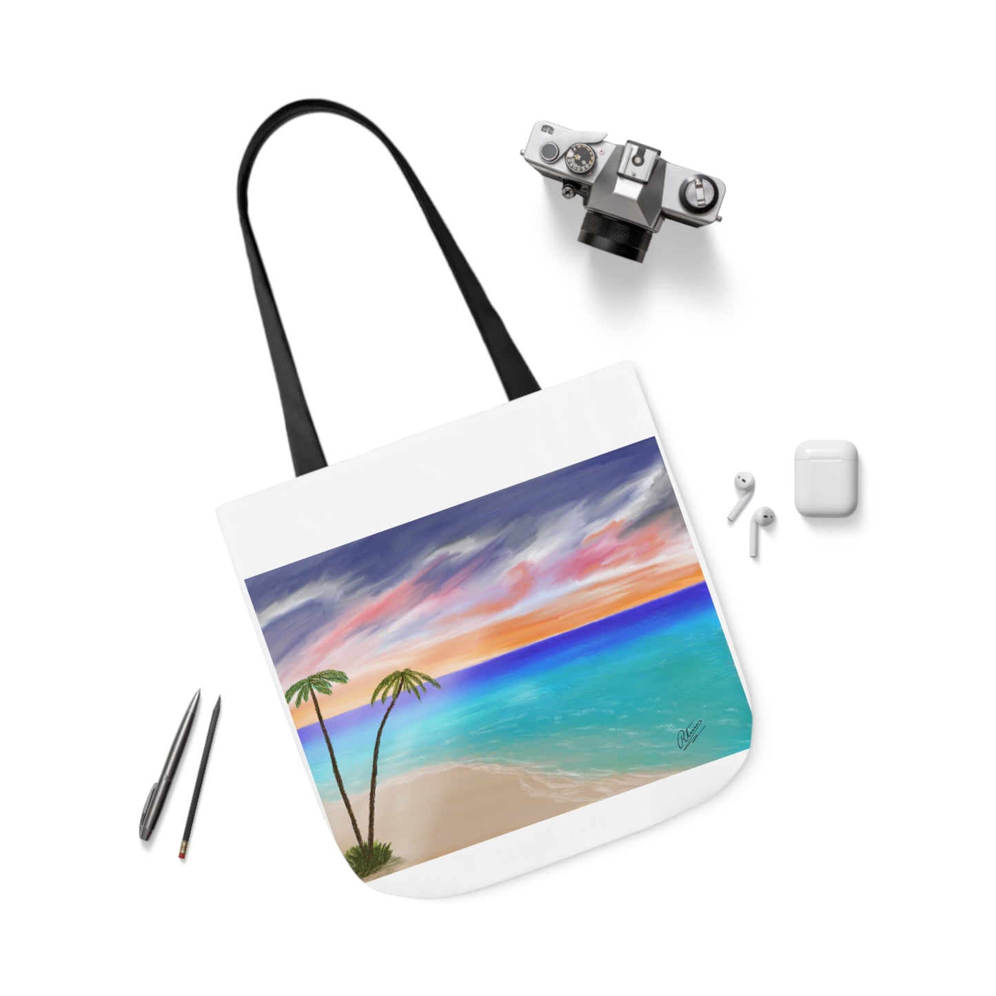 Canvas Tote Bag, Tropical Haven Art