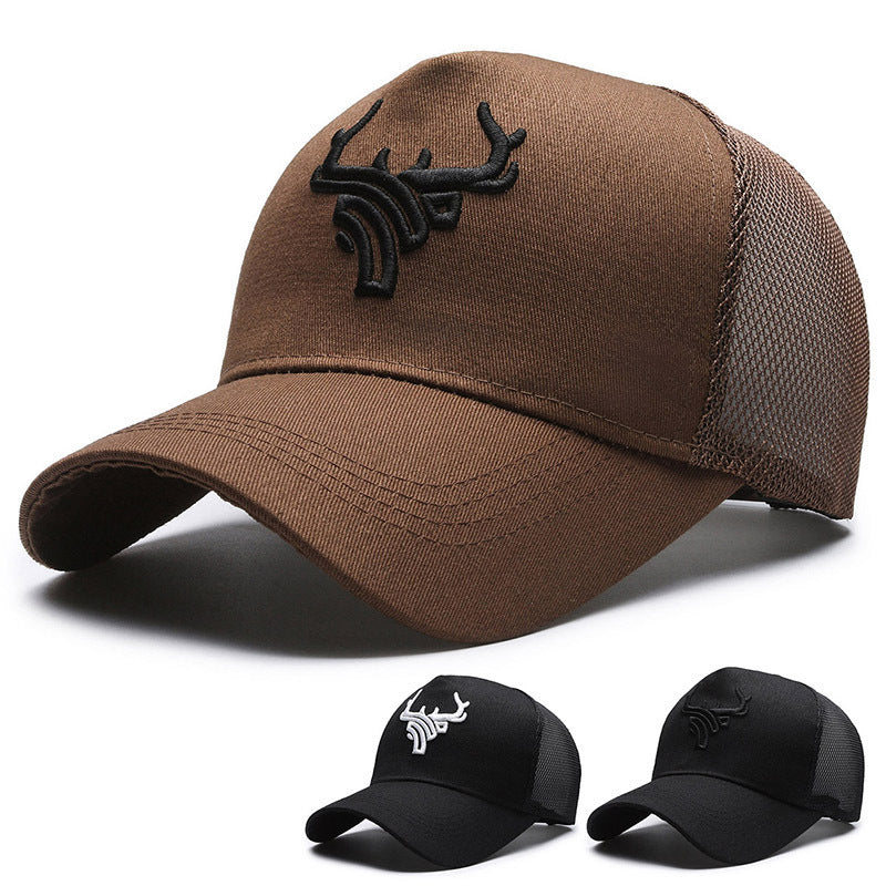 Deer Head Rear Mesh Tall Crown Baseball Cap Men's Summer Breathable