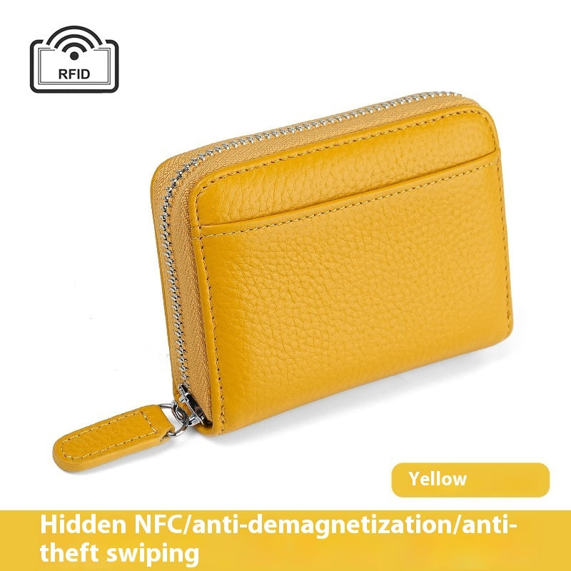 2024 RFID Genuine Leather Card Wallet Men Women Purse With Coin Pocket Zipper Credit Card Holder Small Wallets Bags