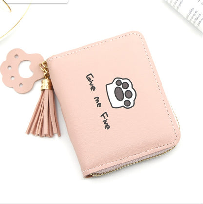 Small Wallets Handbag Card-Holder Coin-Purses Money Zipper Female Super Cat Cute Paw