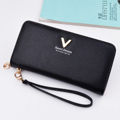 Leather Wallets Women Purses Zipper Long