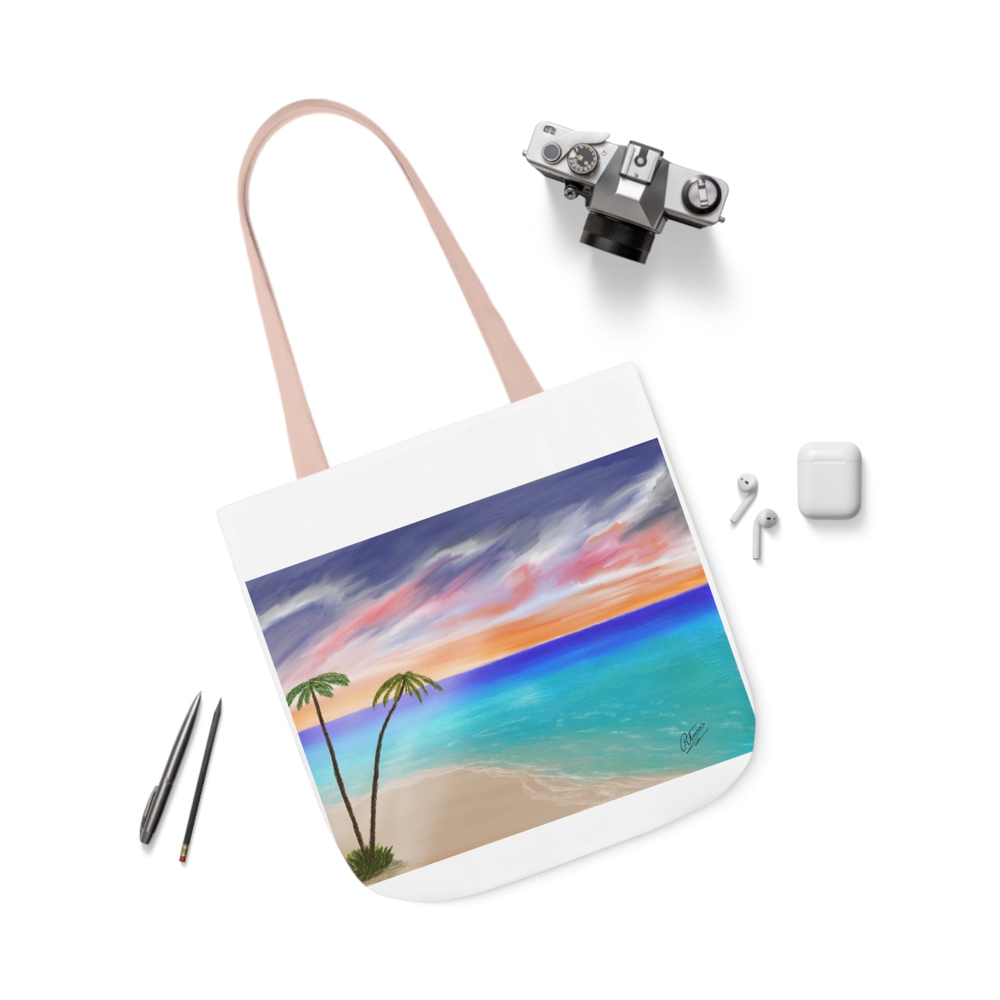 Canvas Tote Bag, Tropical Haven Art