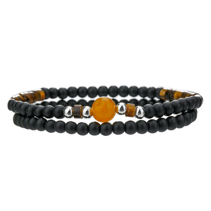 Fashion Black Agate Tiger Eye Beaded Bracelet Simple