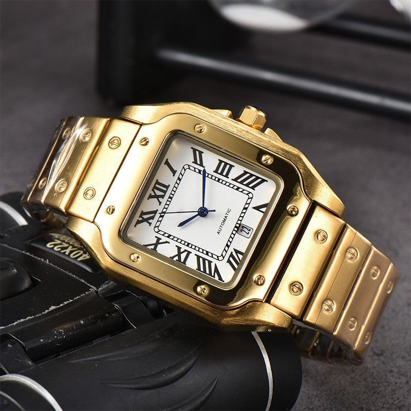 Men's 3-pin Quartz Square All-steel Watch