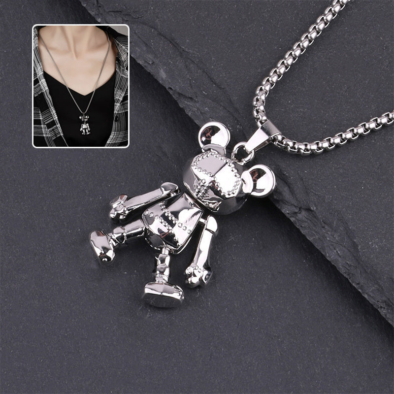 Cute Bear Necklace Fashion Personality Hip-hop Pendant Couple Versatile Fall Winter Sweater Chain Men Women Jewelry