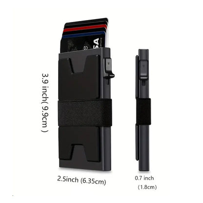 Men's Metal RFID Anti-magnetic Aluminum Alloy Elastic Band Wallet Card Holder