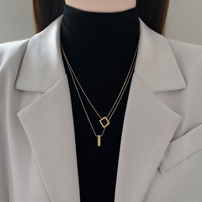 Fashion Geometric Necklace Double-layer Adjustable Length Sweater Chain Simple Temperament Necklace Women's Jewelry