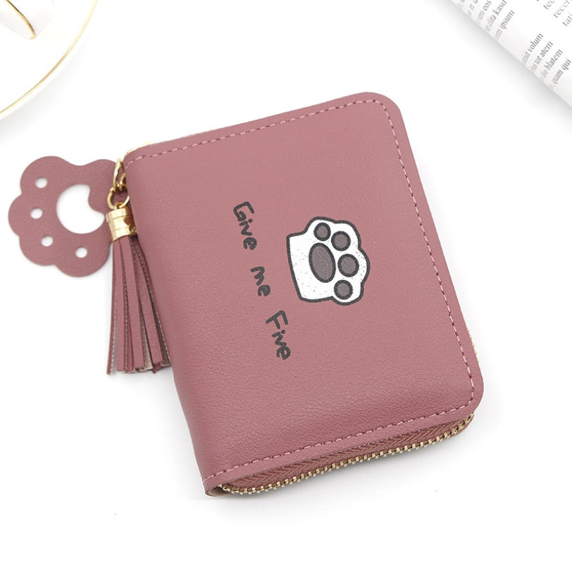 Small Wallets Handbag Card-Holder Coin-Purses Money Zipper Female Super Cat Cute Paw