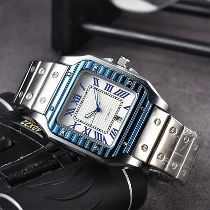 Men's 3-pin Quartz Square All-steel Watch