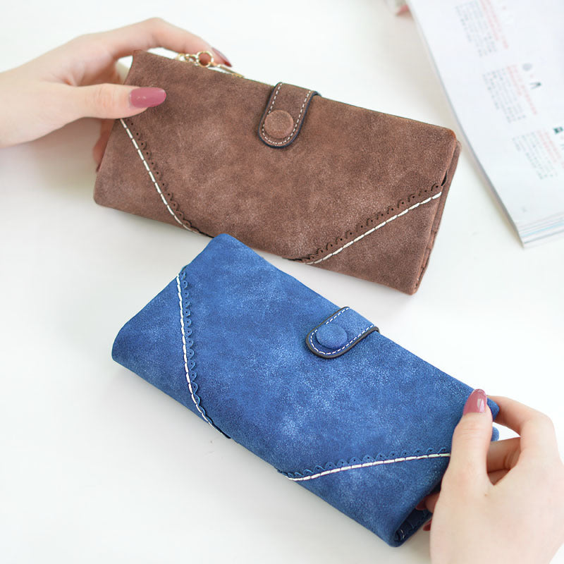 Lady purse female long lace lace buckle zipper multifunction large volume Purse Leather Wallet hand