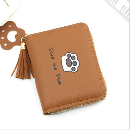 Small Wallets Handbag Card-Holder Coin-Purses Money Zipper Female Super Cat Cute Paw