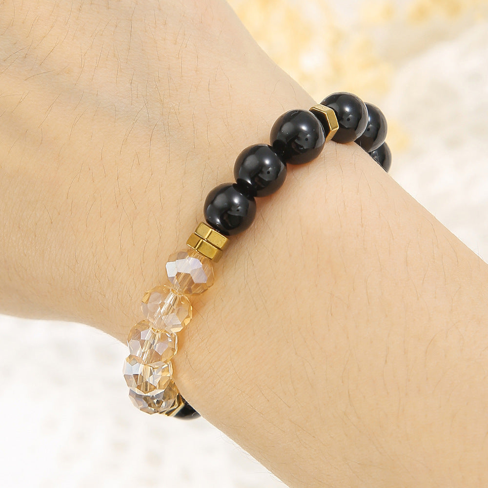 Fashion Ornament Men's And Women's Black Agate Cut