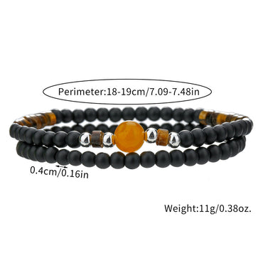 Fashion Black Agate Tiger Eye Beaded Bracelet Simple