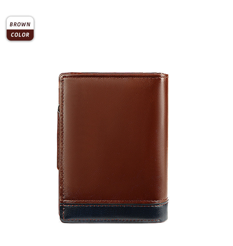 PU Leather Multifunctional Zipper Short Men's Wallet