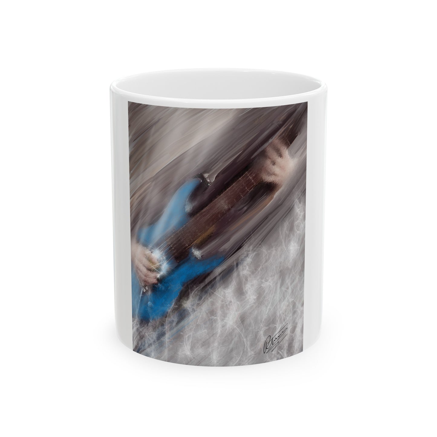 Ceramic Mug, 11oz Blue Guitar