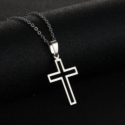 Stainless Steel Cross Necklace For Men Women Pendant Jewelry Fashion Fall Winter Sweater Necklace