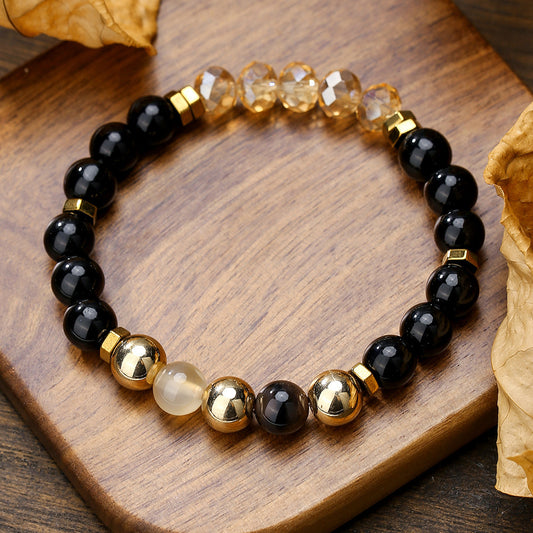 Fashion Ornament Men's And Women's Black Agate Cut