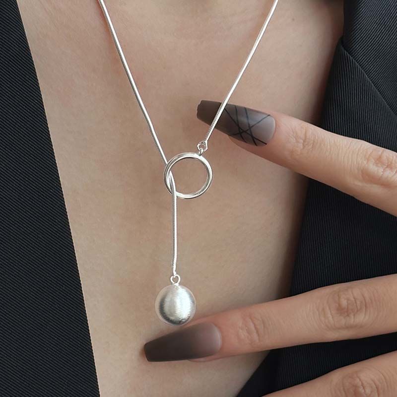 Ins Round Ball Ring Long Necklace Fashion Personality Temperament Sweater Chain Fall Winter Women's Jewelry