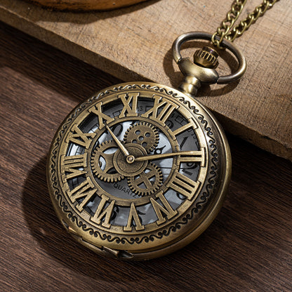 Hollow Classical Mechanical Parts Bronze Mechanical Pocket Watch