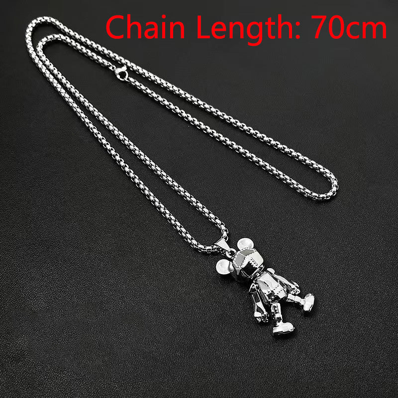 Cute Bear Necklace Fashion Personality Hip-hop Pendant Couple Versatile Fall Winter Sweater Chain Men Women Jewelry