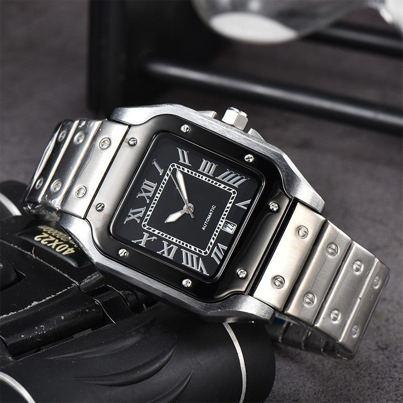 Men's 3-pin Quartz Square All-steel Watch