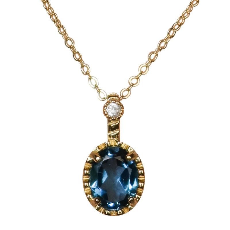 Japanese Blue Topaz Inlaid Pendant Necklace Plated 925