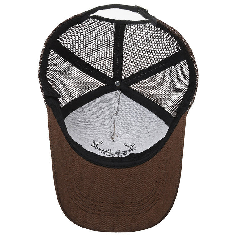 Deer Head Rear Mesh Tall Crown Baseball Cap Men's Summer Breathable