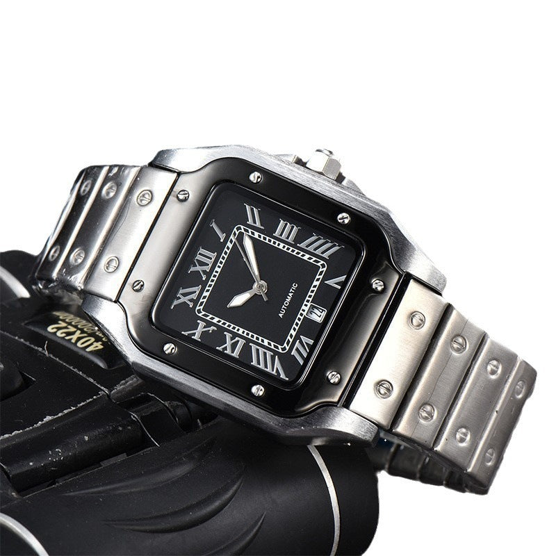 Men's 3-pin Quartz Square All-steel Watch