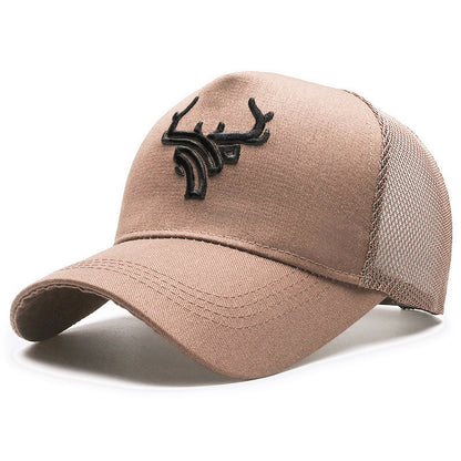 Deer Head Rear Mesh Tall Crown Baseball Cap Men's Summer Breathable