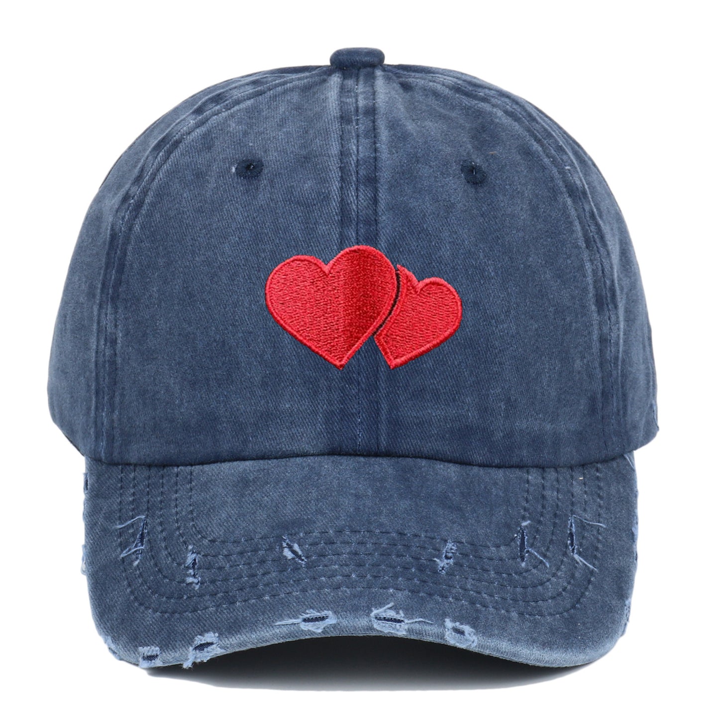 Retro Tattered Jeans Washed Love Embroidered Baseball Cap