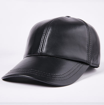 Leather Men  Women Middle-aged And Elderly Sheepskin Baseball Caps Thickened Warm Duck Tongue