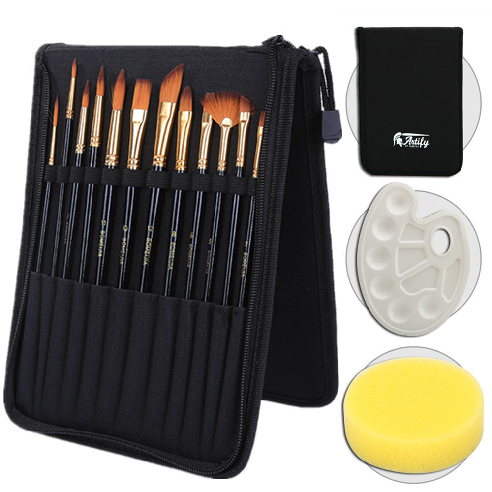 Black Rod Canvas Bag With Scraper Brush Art Supplies Set